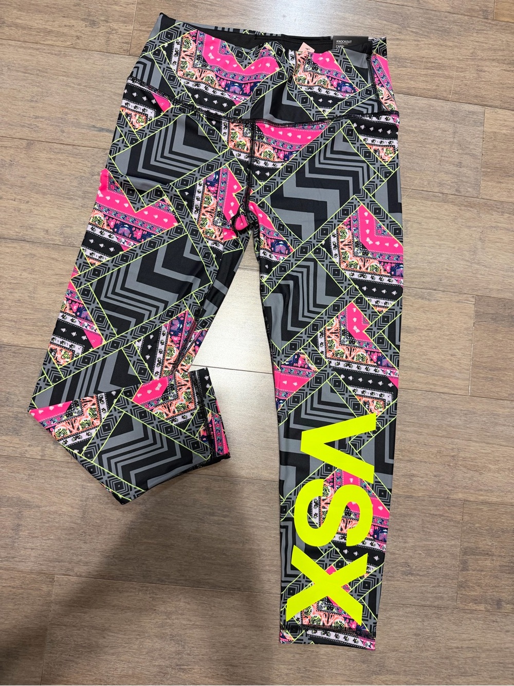 Victoria's Secret PINK ' Neon Logo Geo Print Leggings - Pink & Black